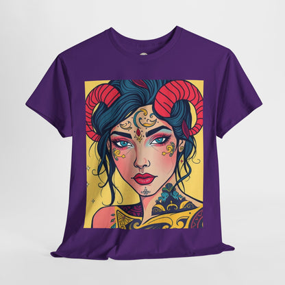 Unisex Heavy Cotton T-Shirt, Aries, Zodiac, Sexy Art