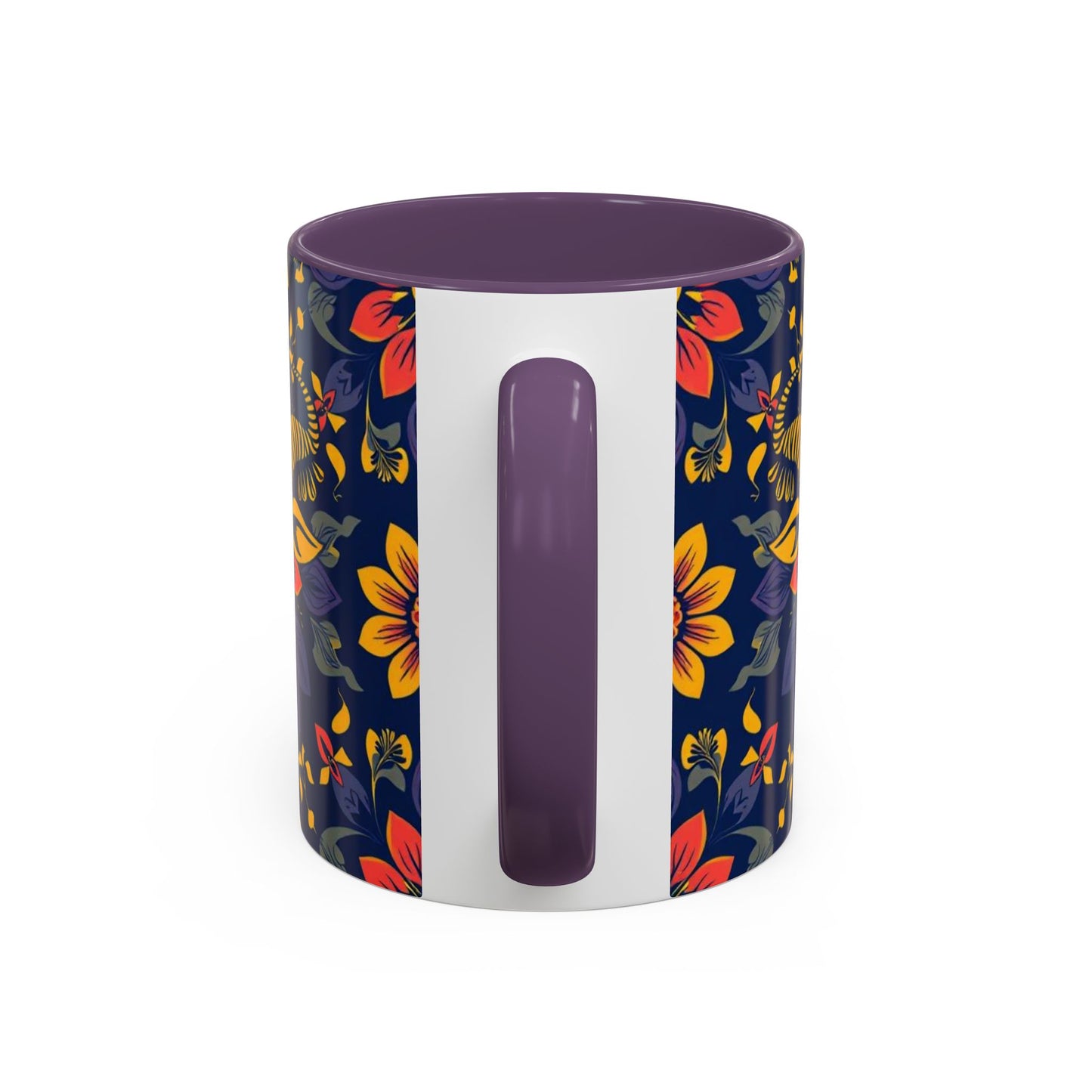 Accent Coffee Mug, Taurus, Zodiac v1. Flower Pattern, (11, 15oz)