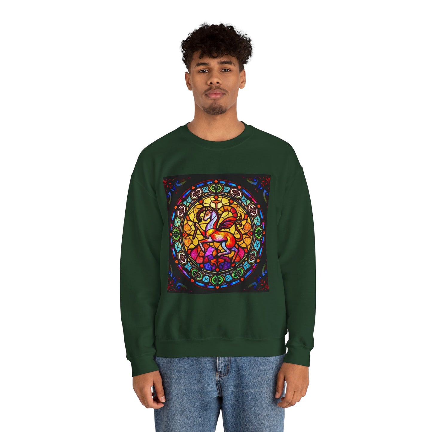 Unisex Heavy Blend™ Crewneck Sweatshirt, Glass 1, Aries Zodiac Design
