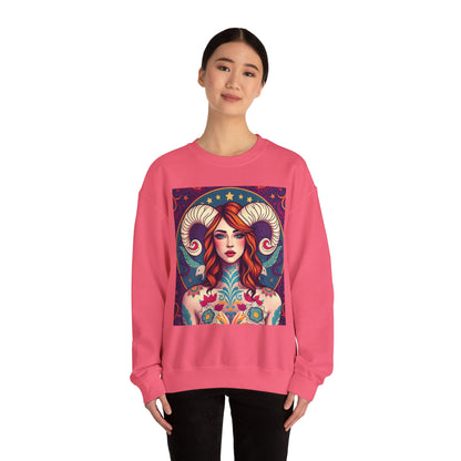 Unisex Heavy Blend™ Crewneck Sweatshirt, Aries, Zodiac v1, Sexy Pattern