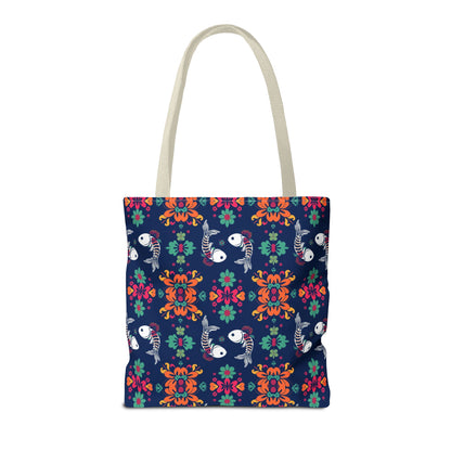 Tote Bag (AOP), Pisces, Zodiac, Flower Pattern