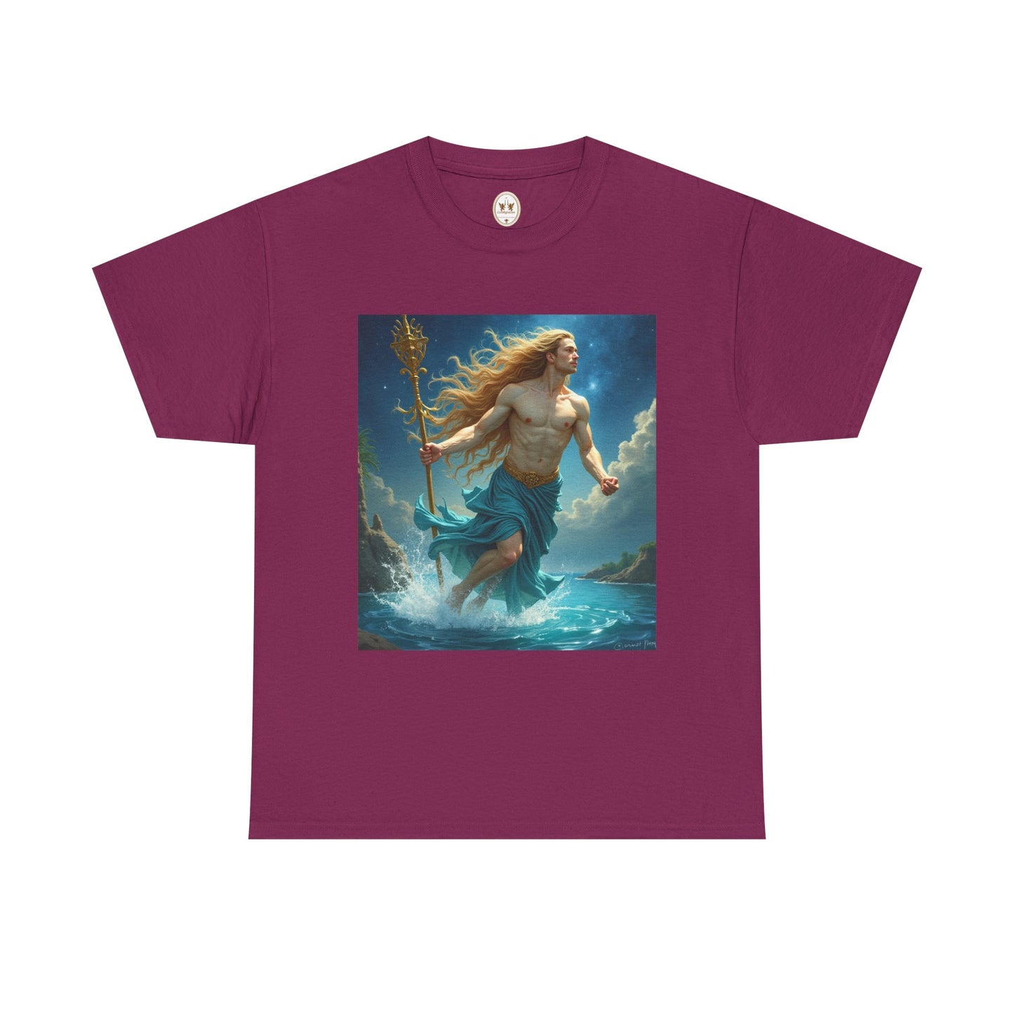 Unisex Heavy Cotton T-Shirt, Aquarius God 4v, Zodiac Design