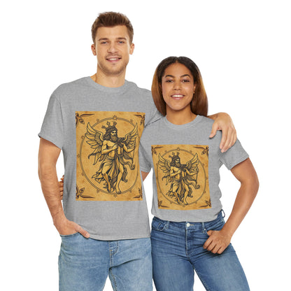 Unisex Heavy Cotton T-Shirt, Pencil Art, Gemini Zodiac Design