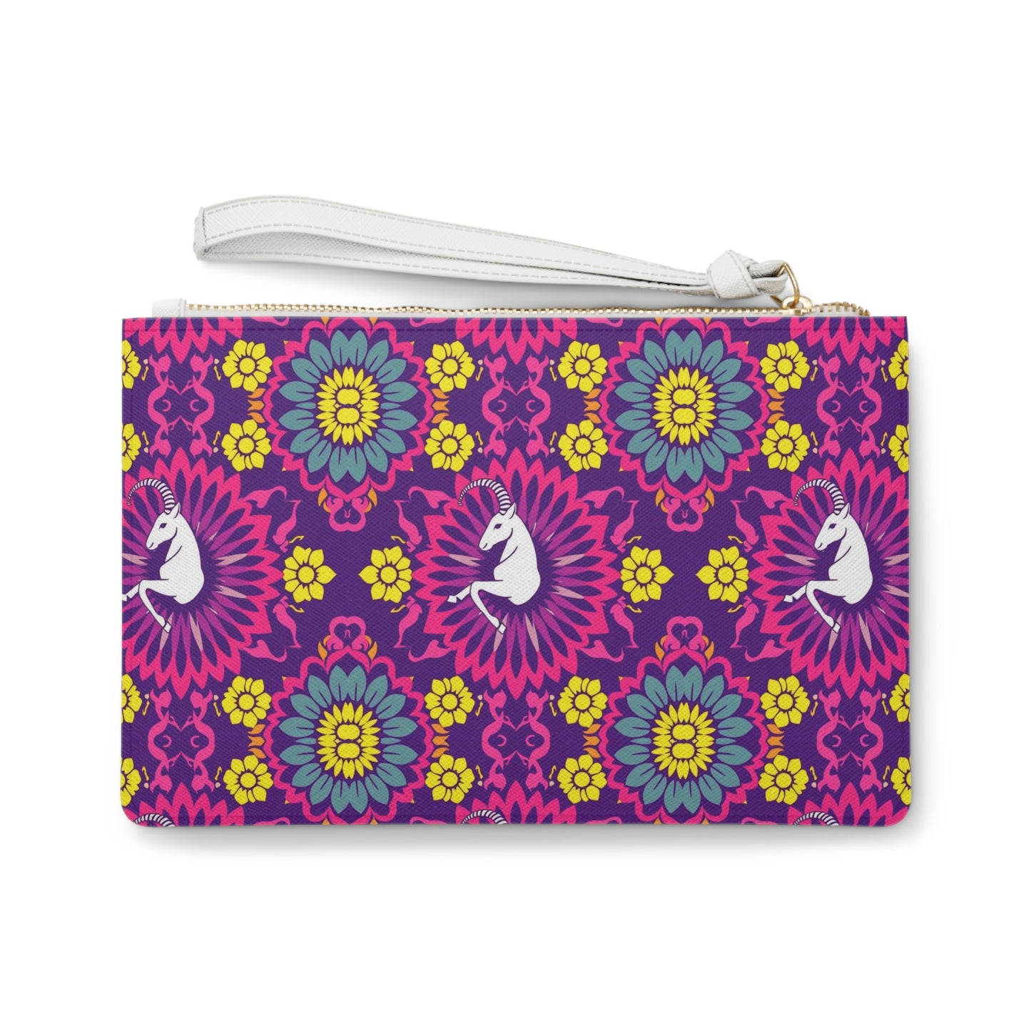 Clutch Bag, Capricorn, Zodiac v3, Flower Pattern