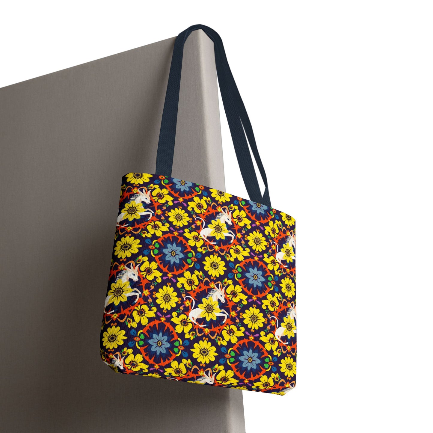 Tote Bag (AOP), Aquarius, Zodiac v1, Flower Pattern