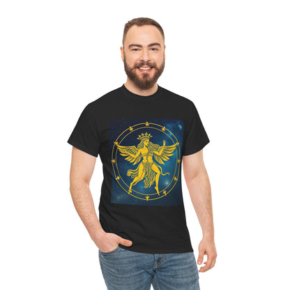 Unisex Heavy Cotton T-Shirt, Twin Angel v3, Gemini Zodiac Design