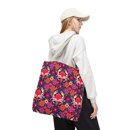 Tote Bag (AOP), Cancer, Zodiac, Flower Pattern