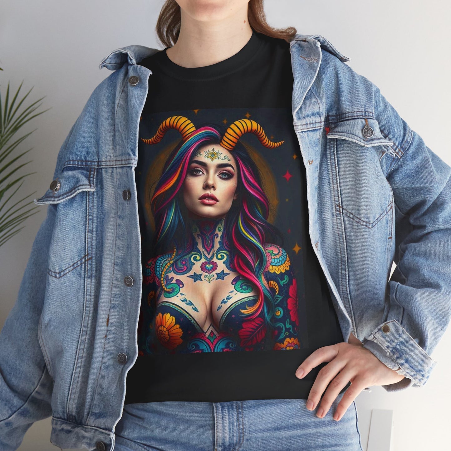 Unisex Heavy Cotton T-Shirt, Capricorn, Zodiac, Sexy Art