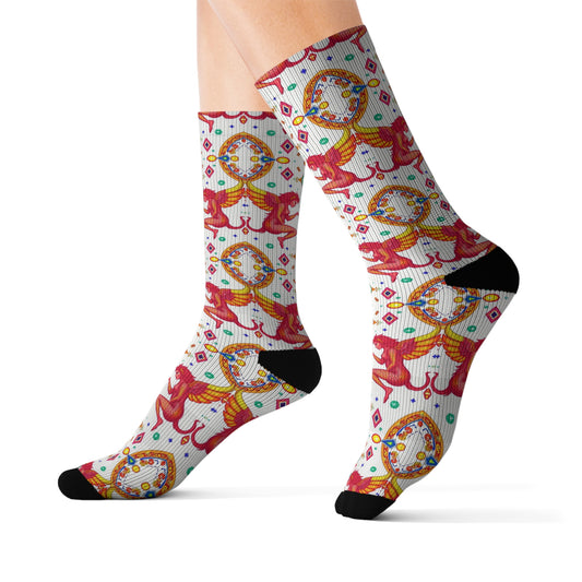 Sublimation Socks, Gemini, Zodiac, Jewel Pattern