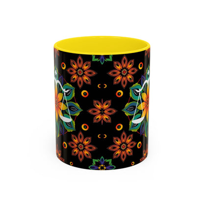 Accent Coffee Mug, Libra, Zodiac v4, Flower Pattern, (11, 15oz)