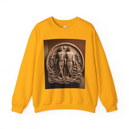 Unisex Heavy Blend™ Crewneck Sweatshirt, Stone Twins, Gemini Zodiac Design