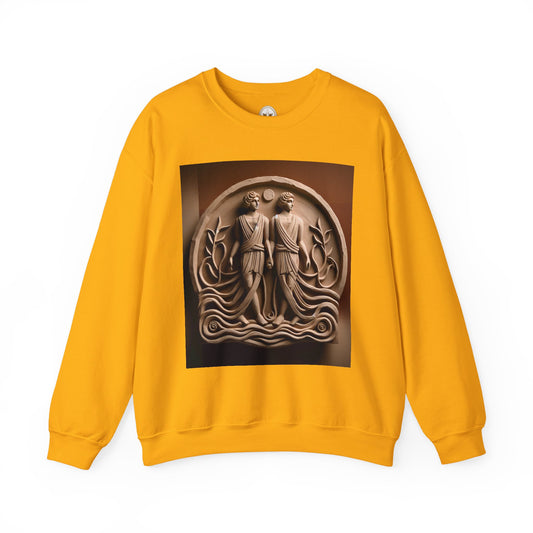 Unisex Heavy Blend™ Crewneck Sweatshirt, Stone Twins, Gemini Zodiac Design