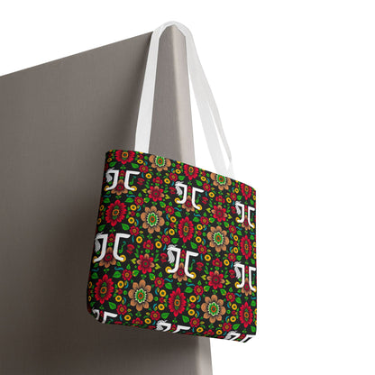 Tote Bag, (AOP), Gemini, Zodiac, Flower Pattern