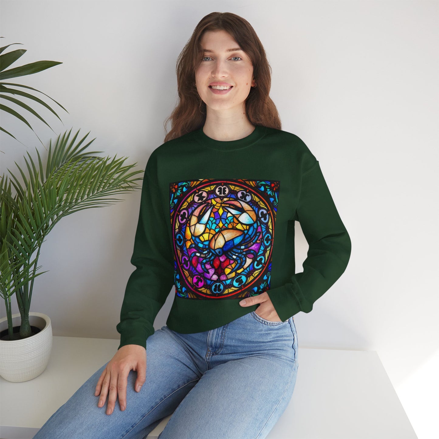 Unisex Heavy Blend™ Crewneck Sweatshirt, Glass, Cancer Zodiac Design