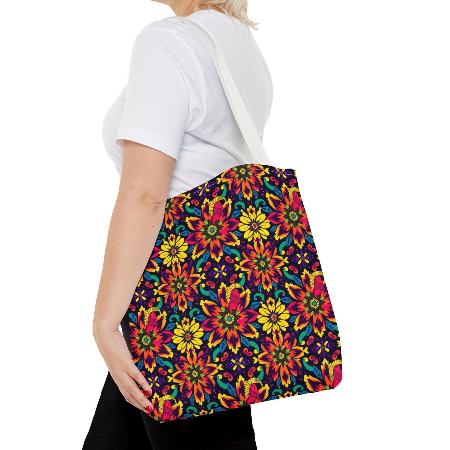 Tote Bag, (AOP), Capricorn, Zodiac, Flower Pattern
