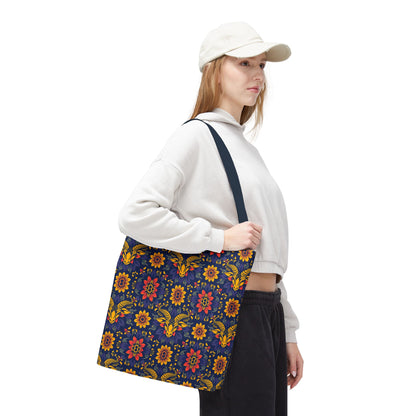 Tote Bag, (AOP), Taurus, Zodiac v3, Flower Pattern
