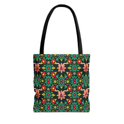 Tote Bag, (AOP), Aquarius, Zodiac v1, Flower Pattern