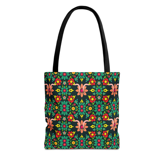 Tote Bag, (AOP), Aquarius, Zodiac v1, Flower Pattern