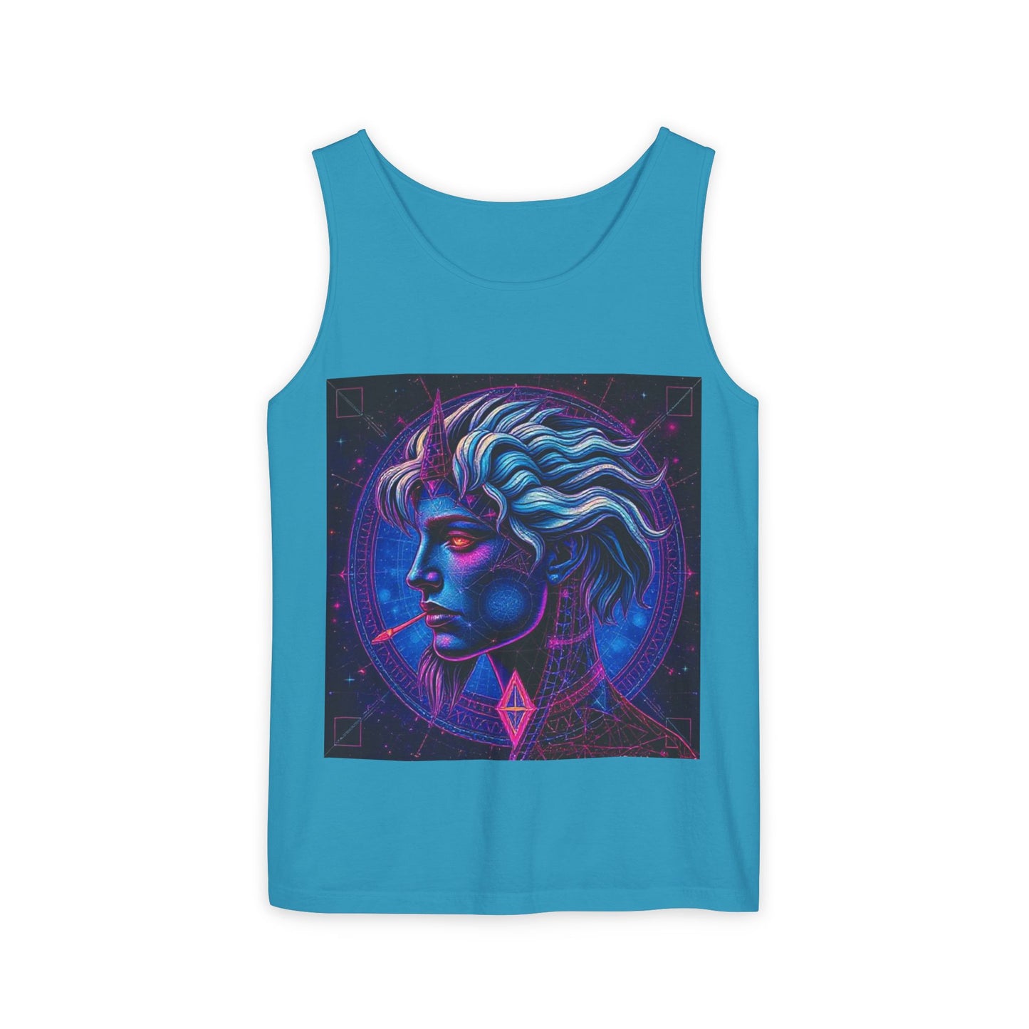 Unisex Garment-Dyed, Tank Top, Gemini, Pop Art v1, 100% US cotton