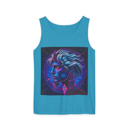 Unisex Garment-Dyed, Tank Top, Gemini, Pop Art v1, 100% US cotton