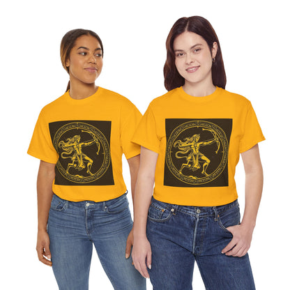 Unisex Heavy Cotton T-Shirt, Mythical Faun/Satyr, Sagittarius Zodiac Design