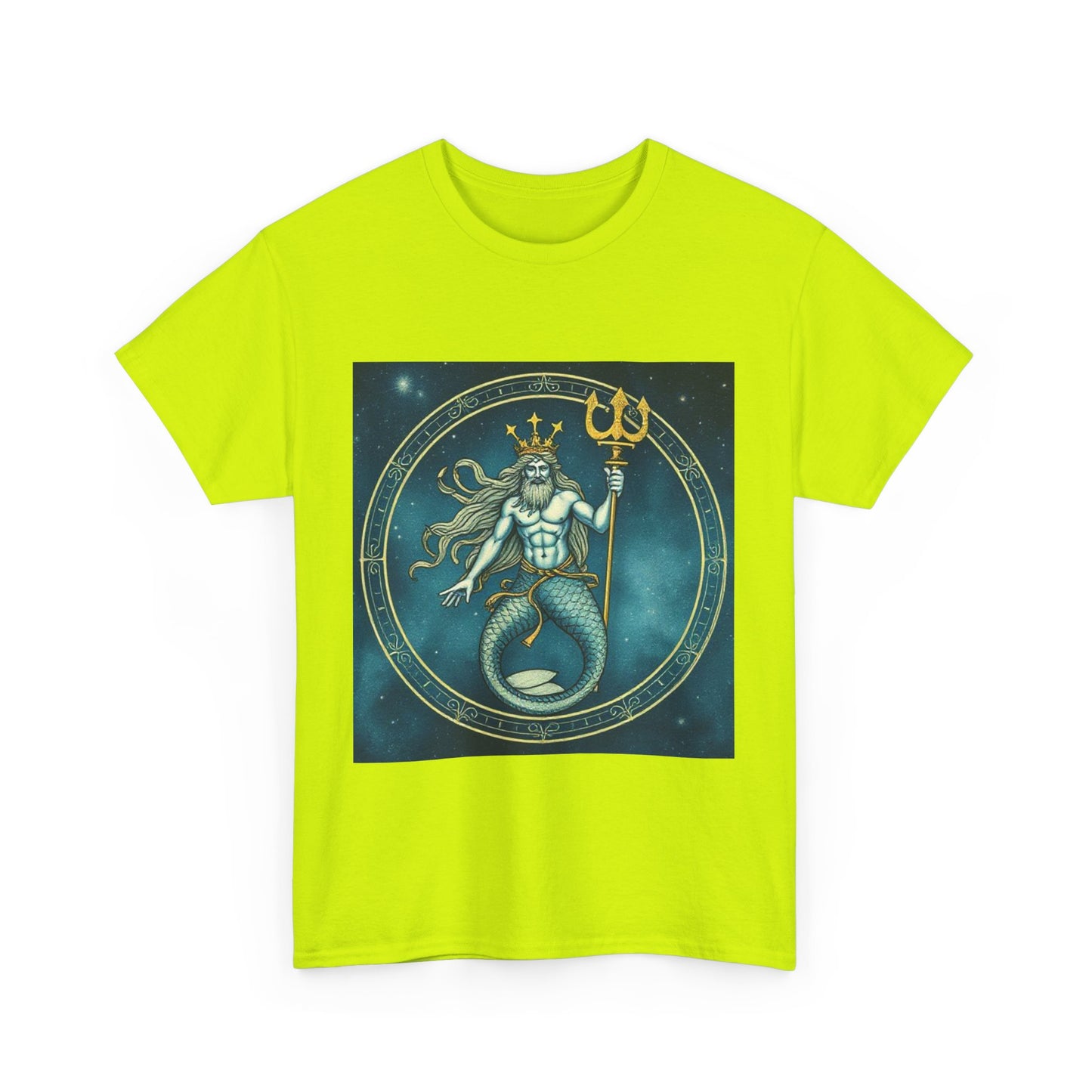 Unisex Heavy Cotton T-Shirt, Aquarius God 5v, Zodiac Design