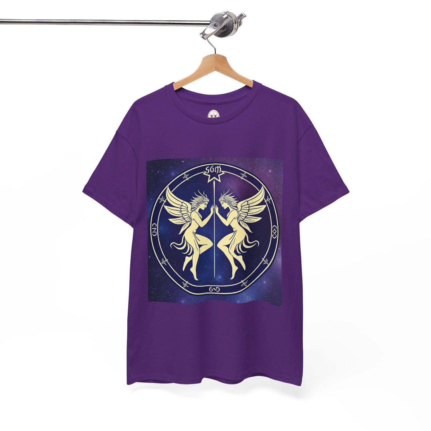 Unisex Heavy Cotton T-Shirt, Space Angel Twins v1, Gemini Zodiac Design