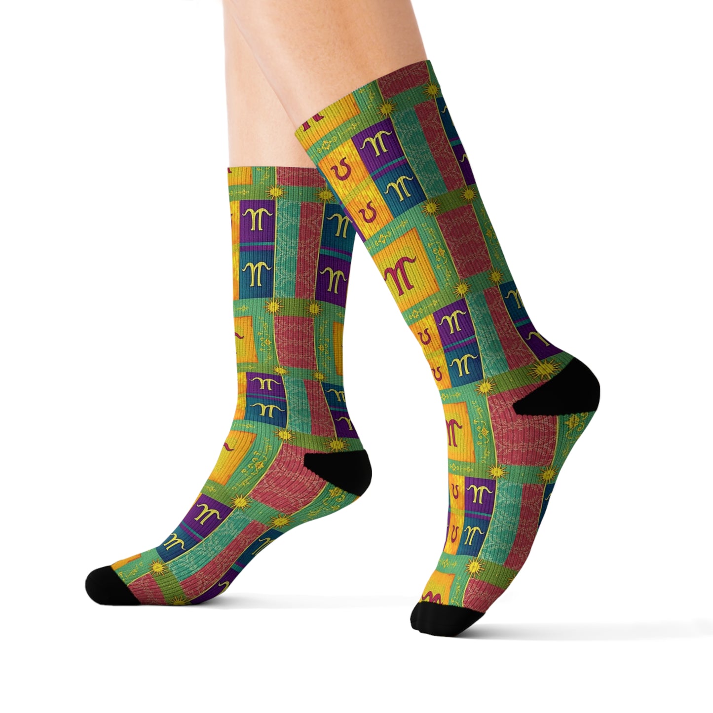 Sublimation Socks, Aquarius, Zodiac, Shapes Pattern