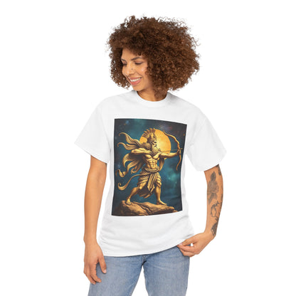 Unisex Heavy Cotton T-Shirt, Midnight Arrow v1, Sagittarius Zodiac Design