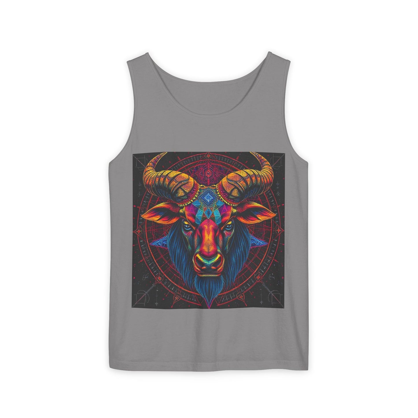Unisex Garment-Dyed, Tank Top, Taurus Design, Pop Art v1, 100% US cotton