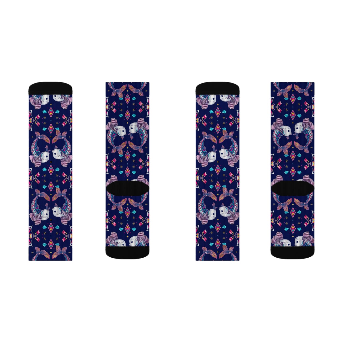 Sublimation Socks, Pisces, Zodiac v4, Jewel Pattern