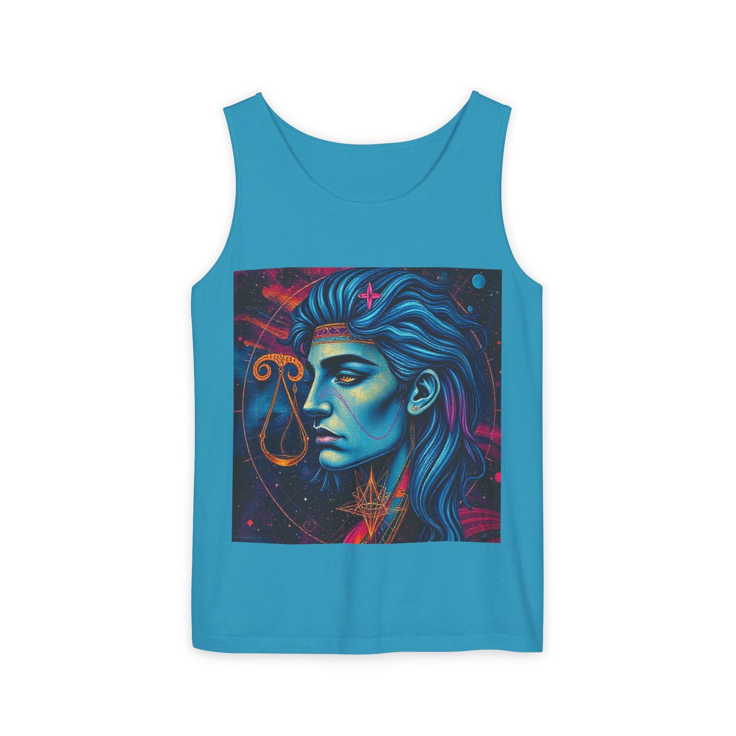 Unisex Garment-Dyed, Tank Top, Libra Design, Pop Art v1, 100% US cotton