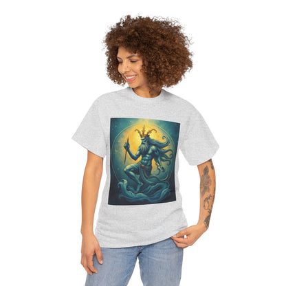 Unisex Heavy Cotton T-Shirt, Aquarius God, Zodiac Design