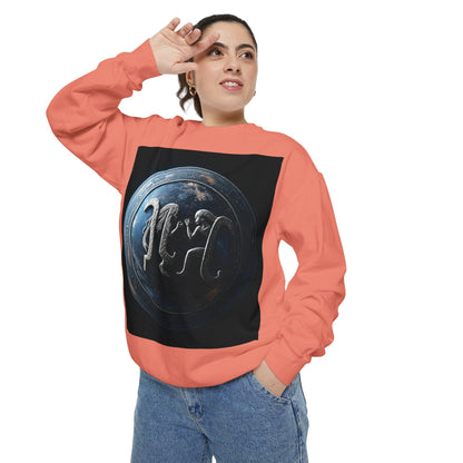 Garment-Dyed Sweatshirt, Unisex, Space Symbol Design, Gemini