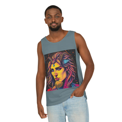 Unisex Garment-Dyed, Tank Top, Aquarius Design, Pop Art v1, 100% Ringspun US cotton