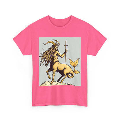 Unisex Heavy Cotton T-Shirt, Capricorn God v3, Zodiac Design