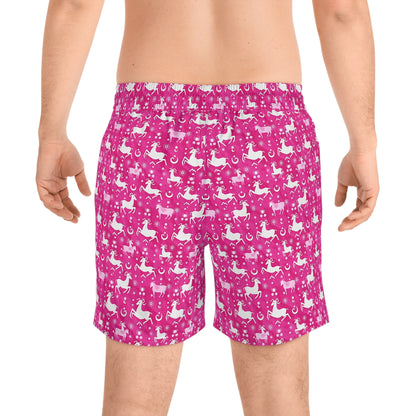 Men's Mid-Length Swim Shorts, (AOP), Capricorn, Zodiac v2, Bubble Pattern