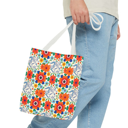 Tote Bag (AOP), Virgo, Zodiac v1, Flower Pattern