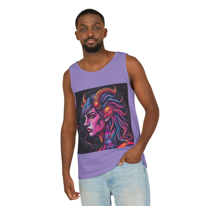 Unisex Garment-Dyed, Tank Top, Virgo Design, Pop Art v1, 100% US cotton