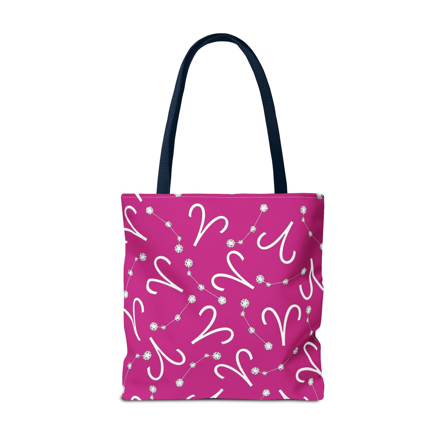 Tote Bag, Aries Zodiac Sign, AOP, (Pink, White)