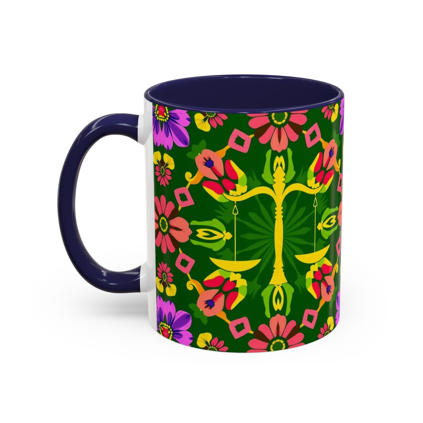 Accent Coffee Mug, Libra, Zodiac, Flower Pattern, (11, 15oz)