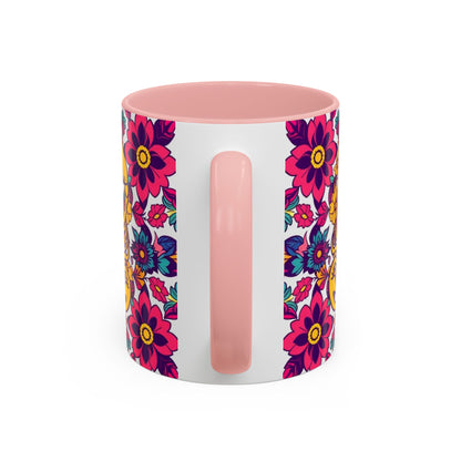 Accent Coffee Mug, Scorpio, Zodiac v2. Flower Pattern, (11, 15oz)