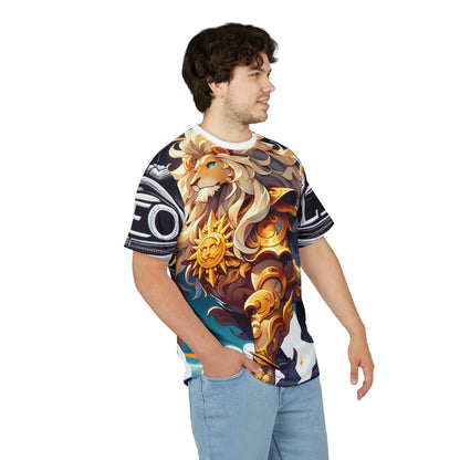 Unisex Cut & Sew T-Shirt (AOP), Armored Lion, Leo Zodiac Design, Regular fit, 100% Polyester