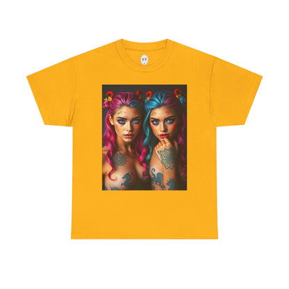 Unisex Heavy Cotton T-Shirt, Gemini, Zodiac v1, Sexy Art