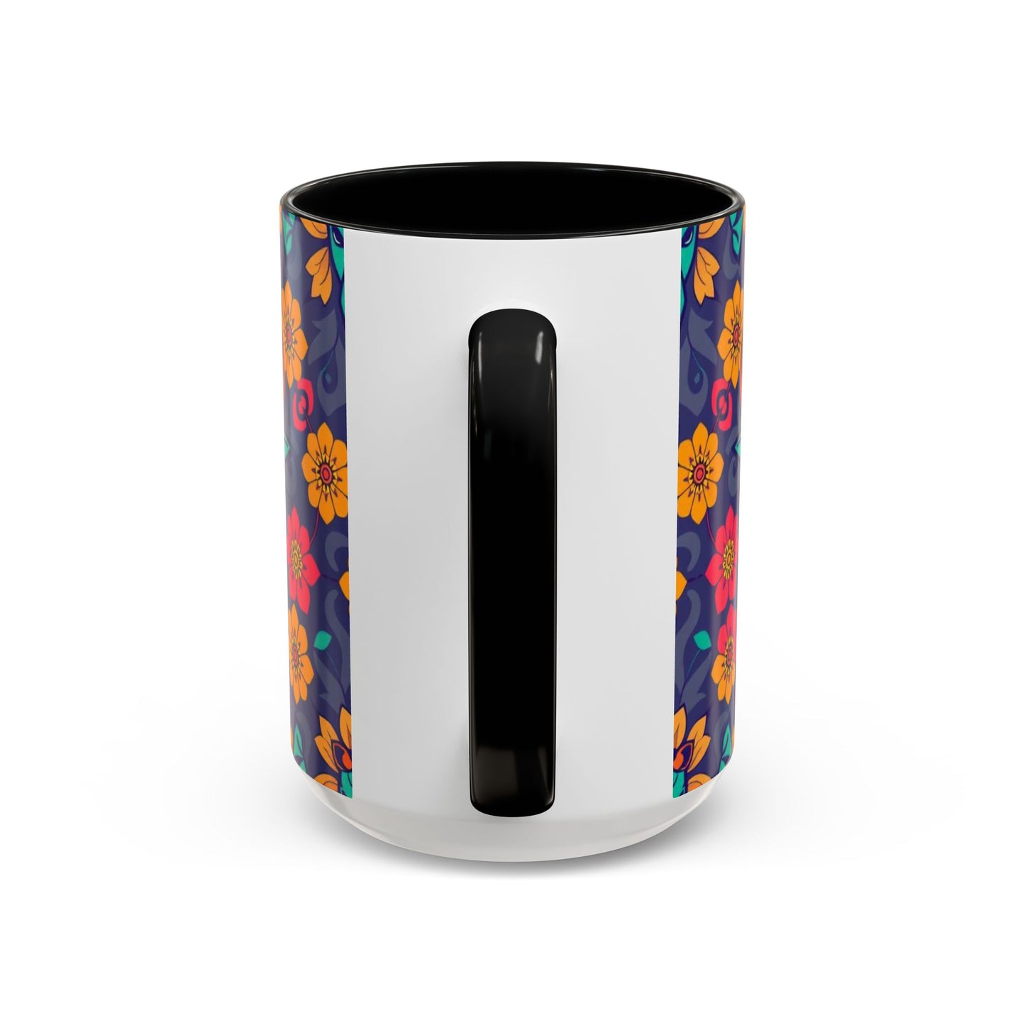 Accent Coffee Mug, Taurus, Zodiac. Flower Pattern, (11, 15oz)