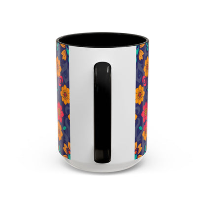 Accent Coffee Mug, Taurus, Zodiac. Flower Pattern, (11, 15oz)