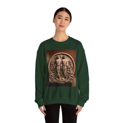 Unisex Heavy Blend™ Crewneck Sweatshirt, Stone Twins, Gemini Zodiac Design