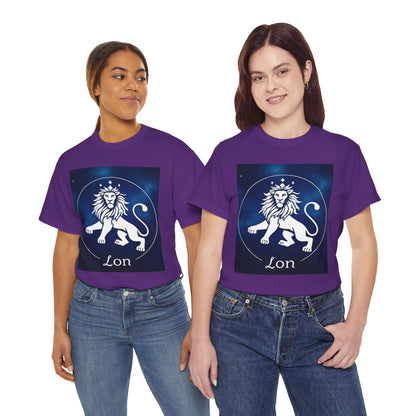 Unisex Heavy Cotton T-Shirt, Space Lion v1, Leo Zodiac Design