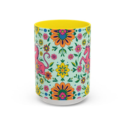 Accent Coffee Mug, Aquarius, Zodiac, Flower Pattern, (11, 15oz)