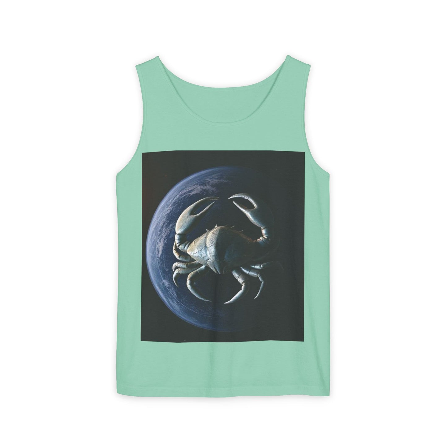 Unisex Garment-Dyed, Tank Top, Cancer Design, Planet Crab, 100% US cotton